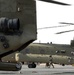 Chinook helicopters from C Co, 1-171 Aviation Regiment land at Camp Buehring