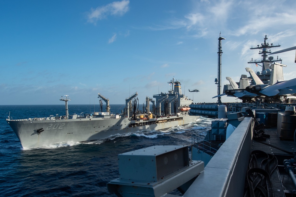USS Carl Vinson (CVN 70) Conducts Replenishment-at-Sea with USNS Yukon (T-AO 202)