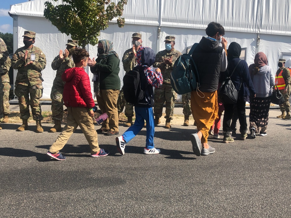 Afghan Evacuees Arrive at Fort Lee