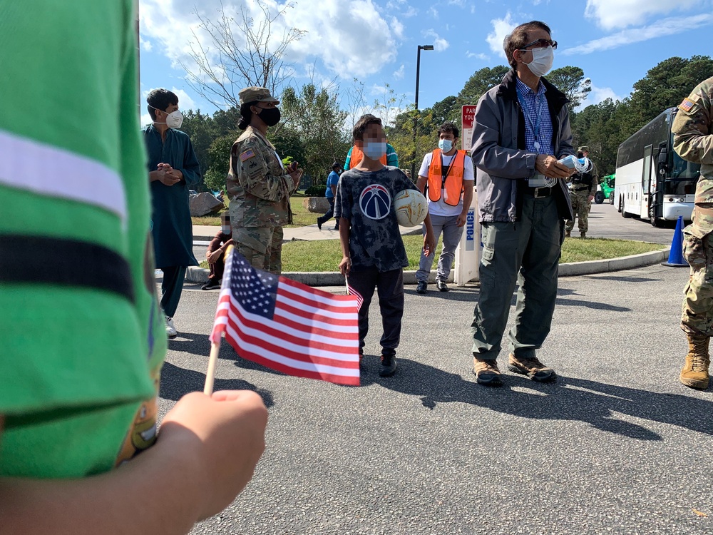 Afghan Evacuees Arrive at Fort Lee