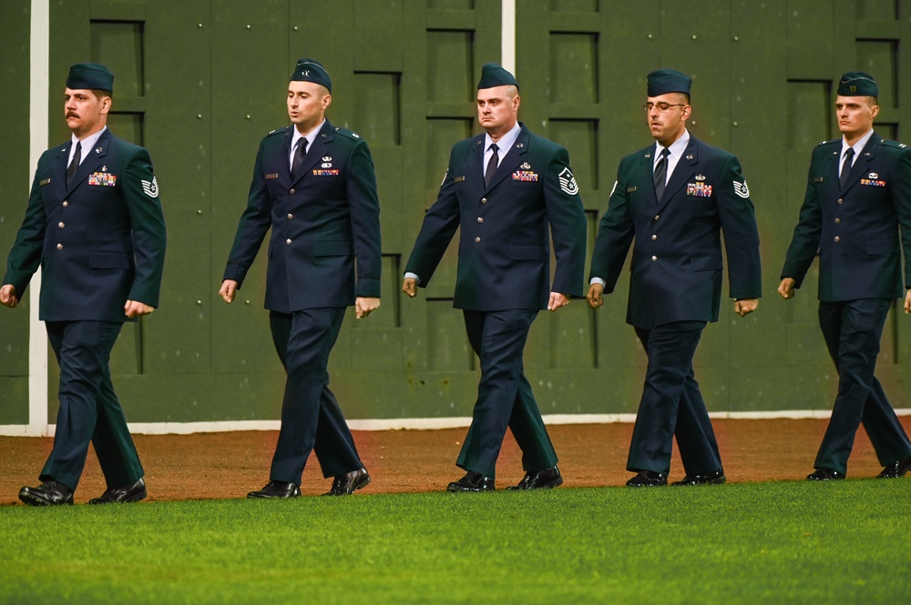 Airmen participate in ALCS pregame