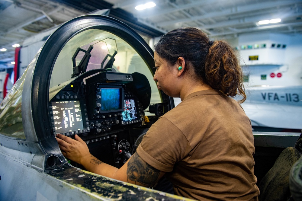 USS Carl Vinson (CVN 70) Sailors Conduct Aircraft Maintenance in Indian Ocean