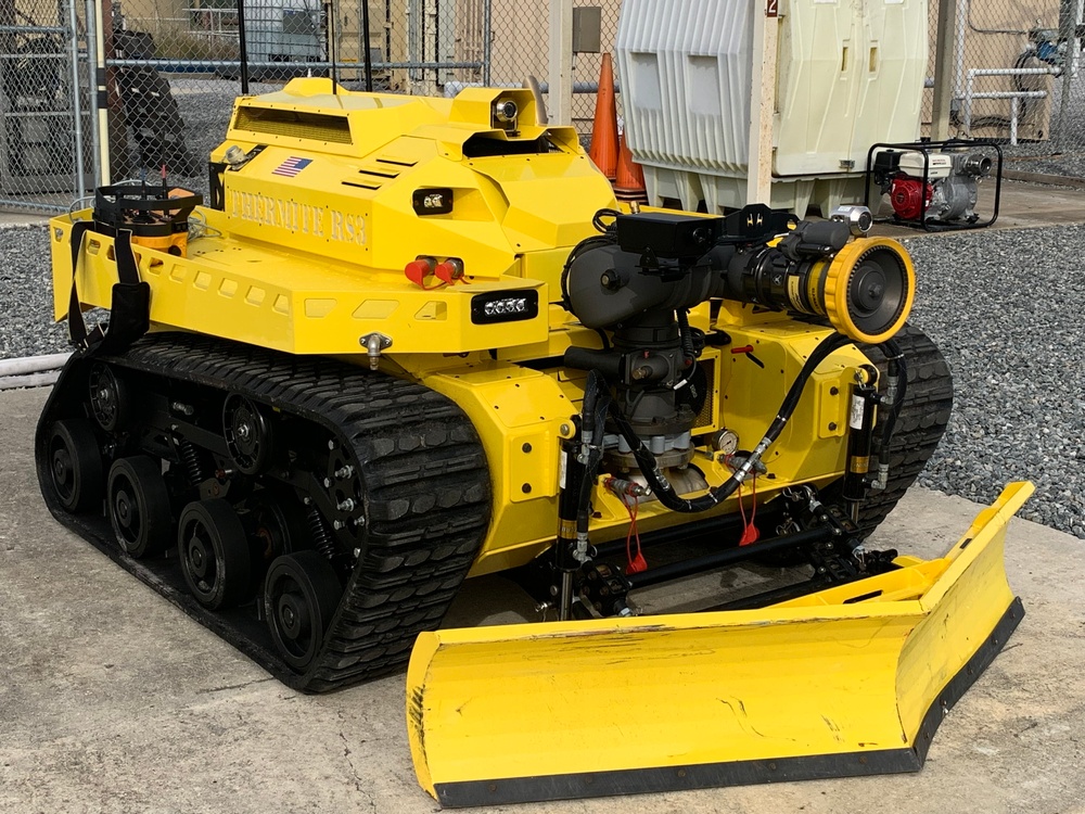 Firefighting robot demonstration at Tyndall