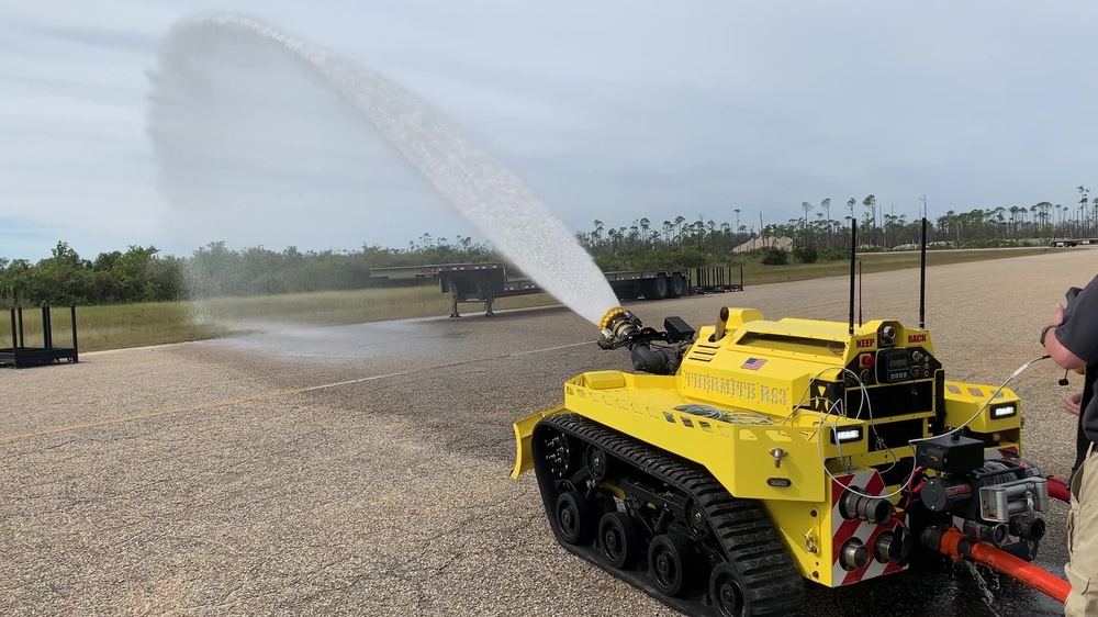 Firefighting robot demonstration at Tyndall