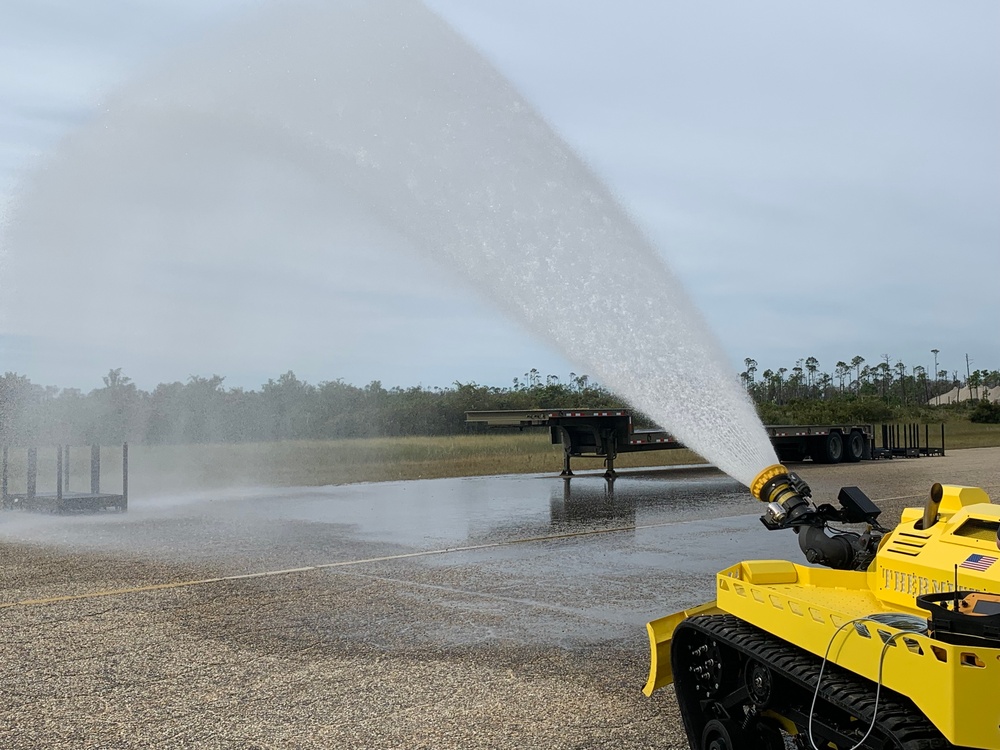 Firefighting robot demonstration at Tyndall