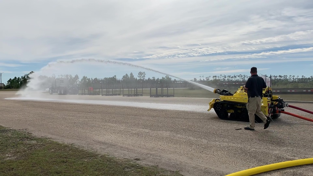 Firefighting robot demonstration at Tyndall