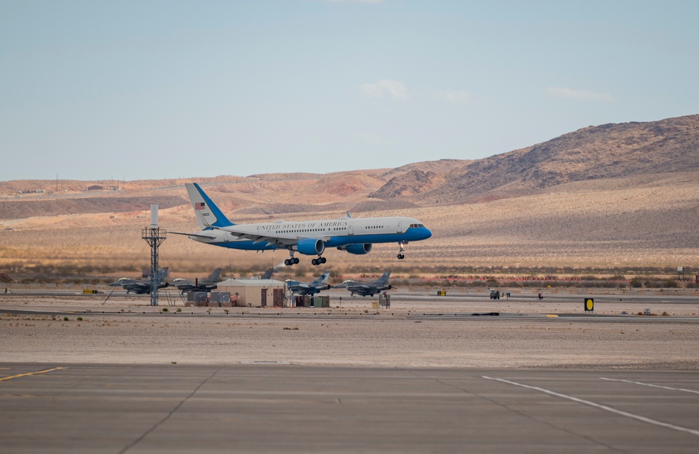 Vice President Harris lands at Nellis AFB to speak at Lake Mead