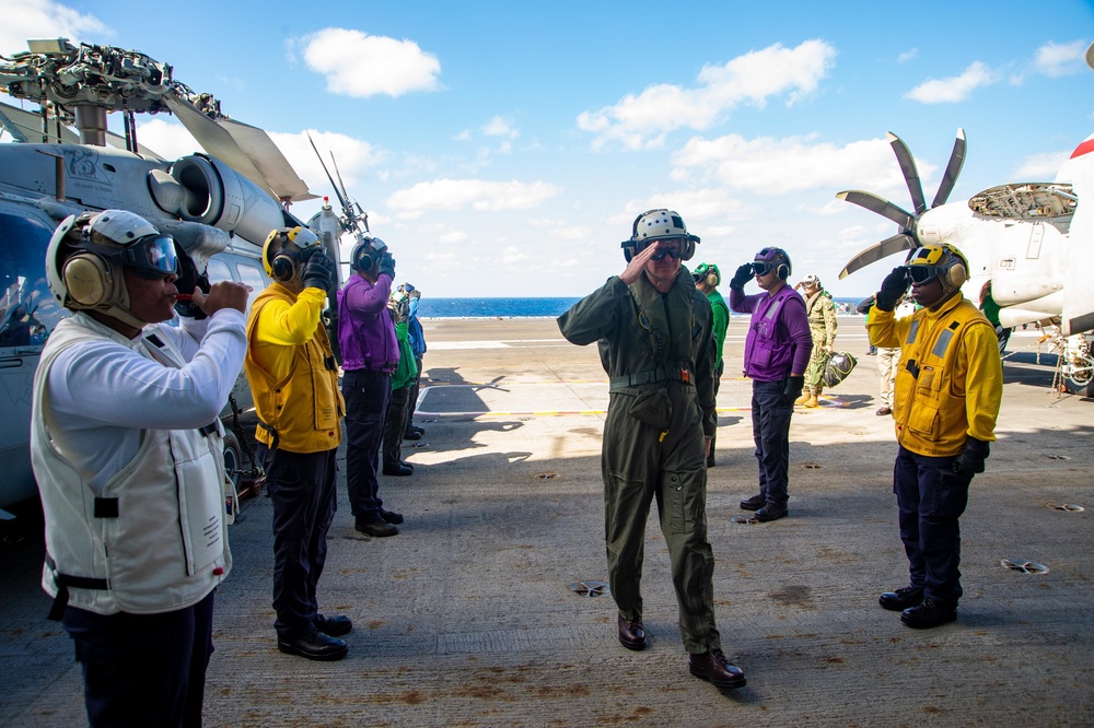 Vice Adm. Daniel Dwyer, commander, U.S. Second Fleet Visits USS Harry S. Truman (CVN 69)