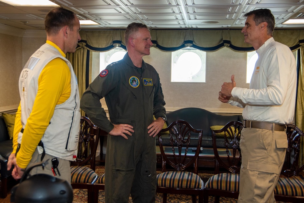 Vice Adm. Daniel Dwyer, commander, U.S. Second Fleet Visits USS Harry S. Truman (CVN 69)