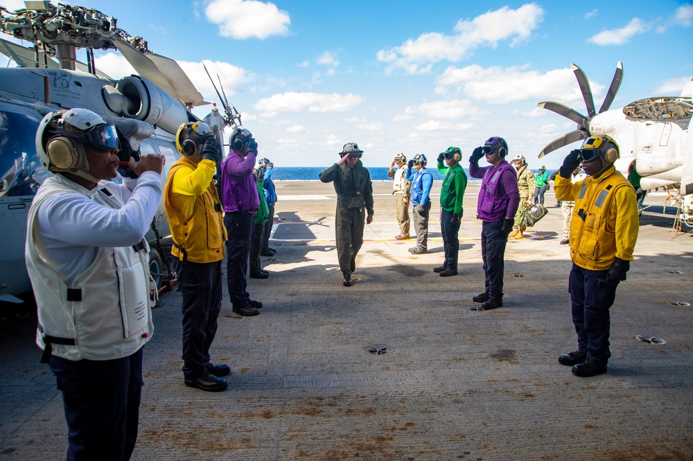 Vice Adm. Daniel Dwyer, commander, U.S. Second Fleet Visits USS Harry S. Truman (CVN 69)