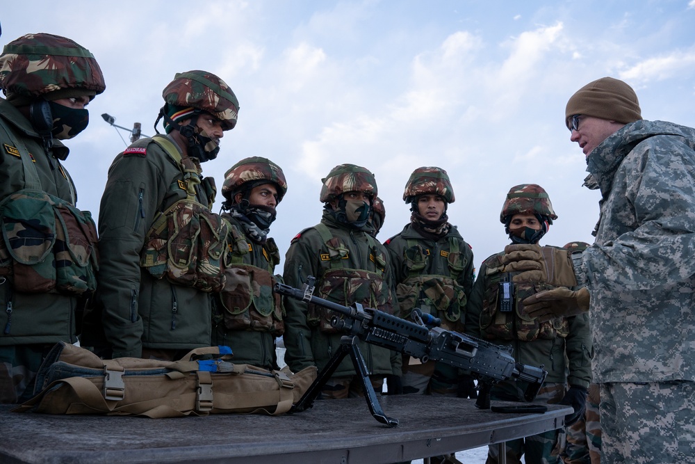 Spartan paratroopers and Indian Army troops conduct joint live fire training