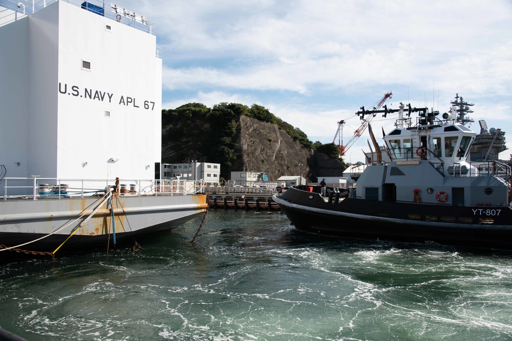 Newly Built Barracks Craft APL 67 Moored in Yokosuka