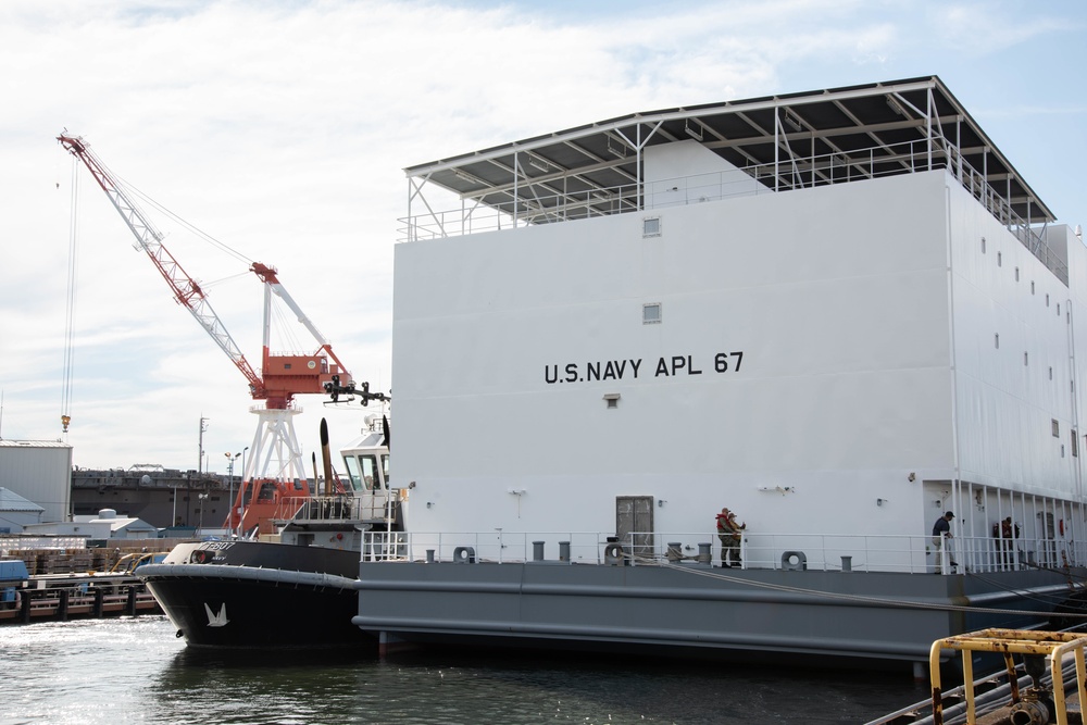 Newly Built Barracks Craft APL 67 Moored in Yokosuka