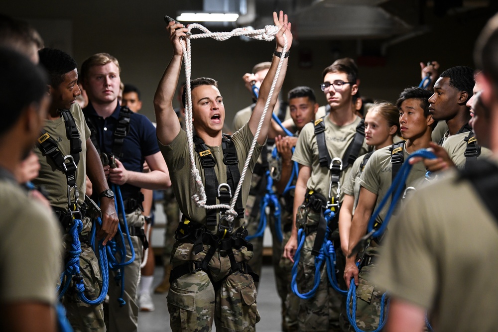 Virginia Military Institute Cadets perform High Rope Exercise