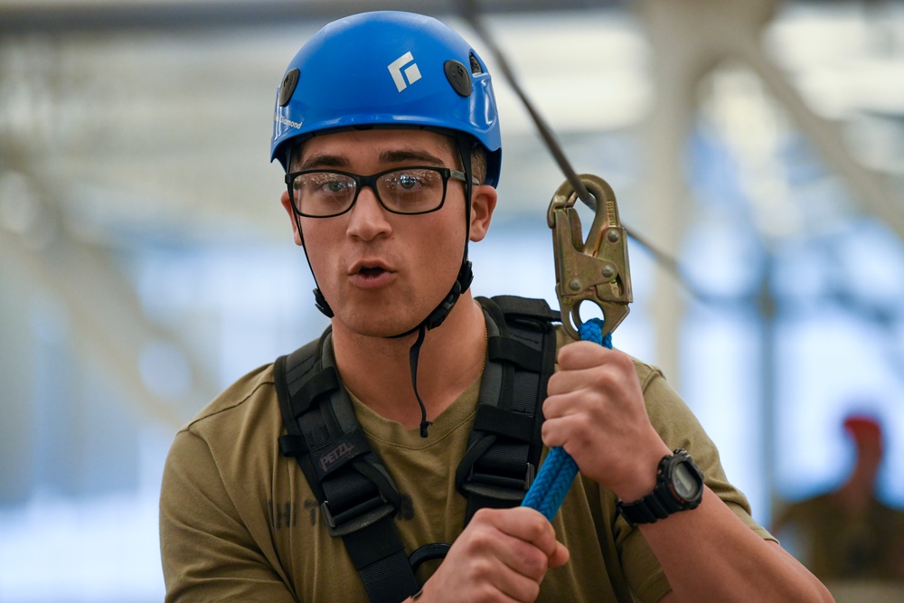 Virginia Military Institute Cadets perform High Rope Exercise