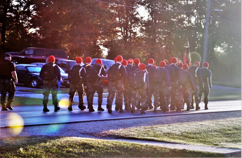 Wisconsin Challenge Academy cadets hold morning march at Fort McCoy