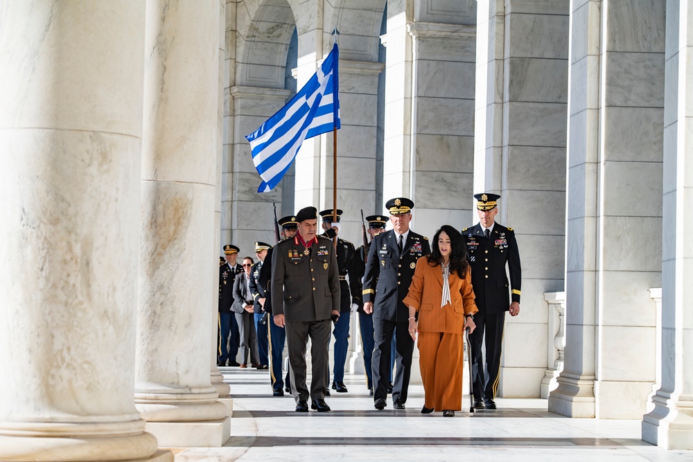 Lt. Gen. Charalampos Lalousis, Chief of the Hellenic Army General Staff Participates in an Army Full Honors Wreath-Laying Ceremony at the Tomb of the Unknown Soldier