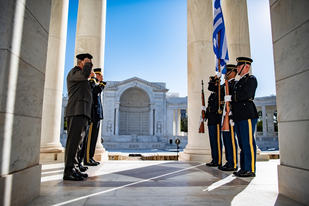 Lt. Gen. Charalampos Lalousis, Chief of the Hellenic Army General Staff Participates in an Army Full Honors Wreath-Laying Ceremony at the Tomb of the Unknown Soldier