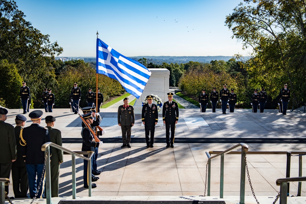 Lt. Gen. Charalampos Lalousis, Chief of the Hellenic Army General Staff Participates in an Army Full Honors Wreath-Laying Ceremony at the Tomb of the Unknown Soldier