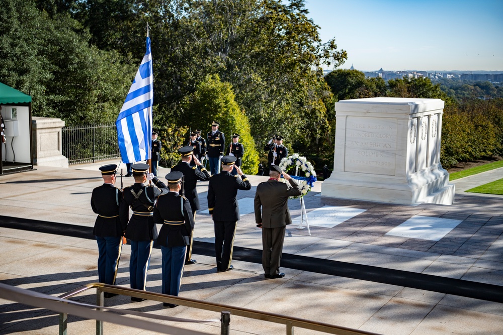 Lt. Gen. Charalampos Lalousis, Chief of the Hellenic Army General Staff Participates in an Army Full Honors Wreath-Laying Ceremony at the Tomb of the Unknown Soldier