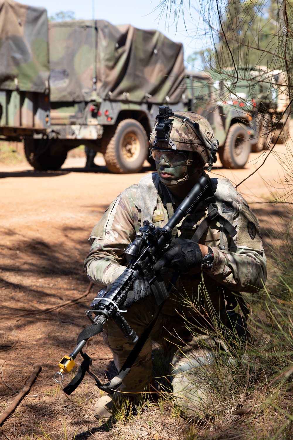 25th ID Soldiers react to indirect fire during convoy as part of JPMRC rotation 22-01