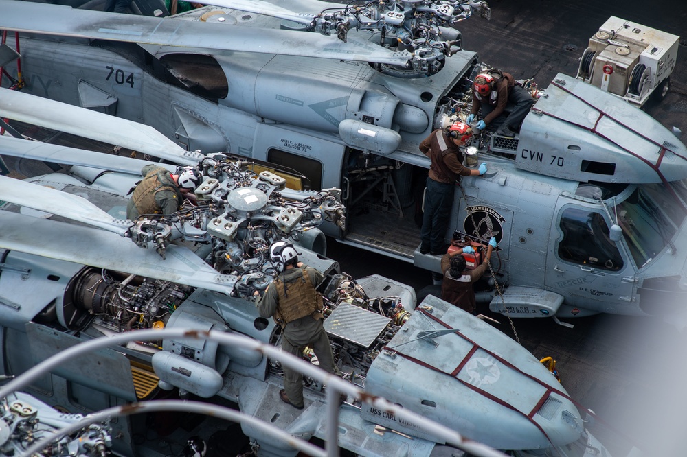 USS Carl Vinson (CVN 70) Sailors Conduct Maintenance on the Flight Deck