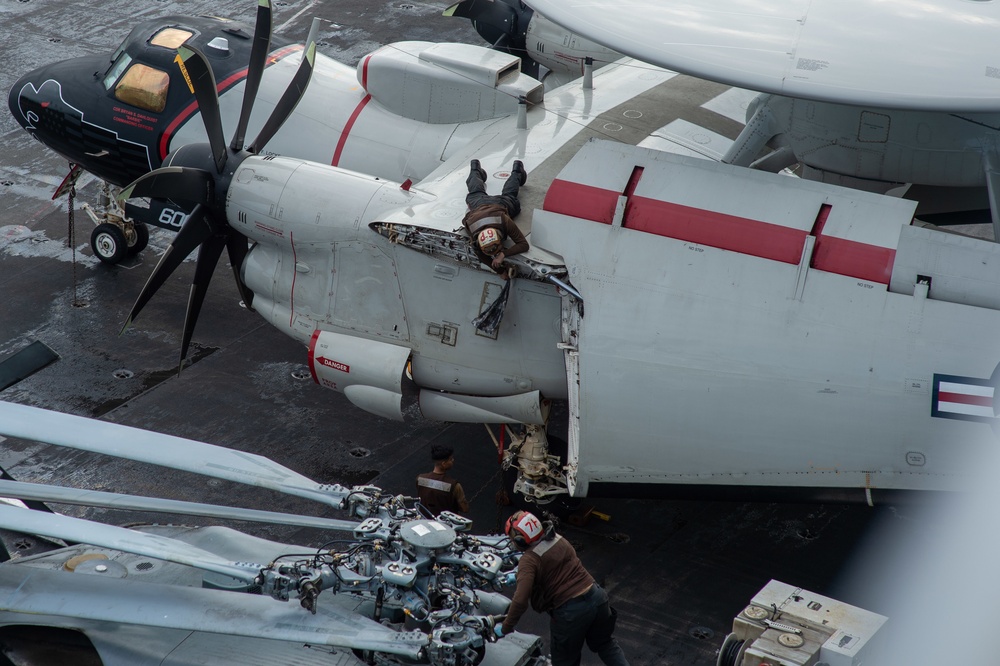 USS Carl Vinson (CVN 70) Sailors Conduct Maintenance on the Flight Deck