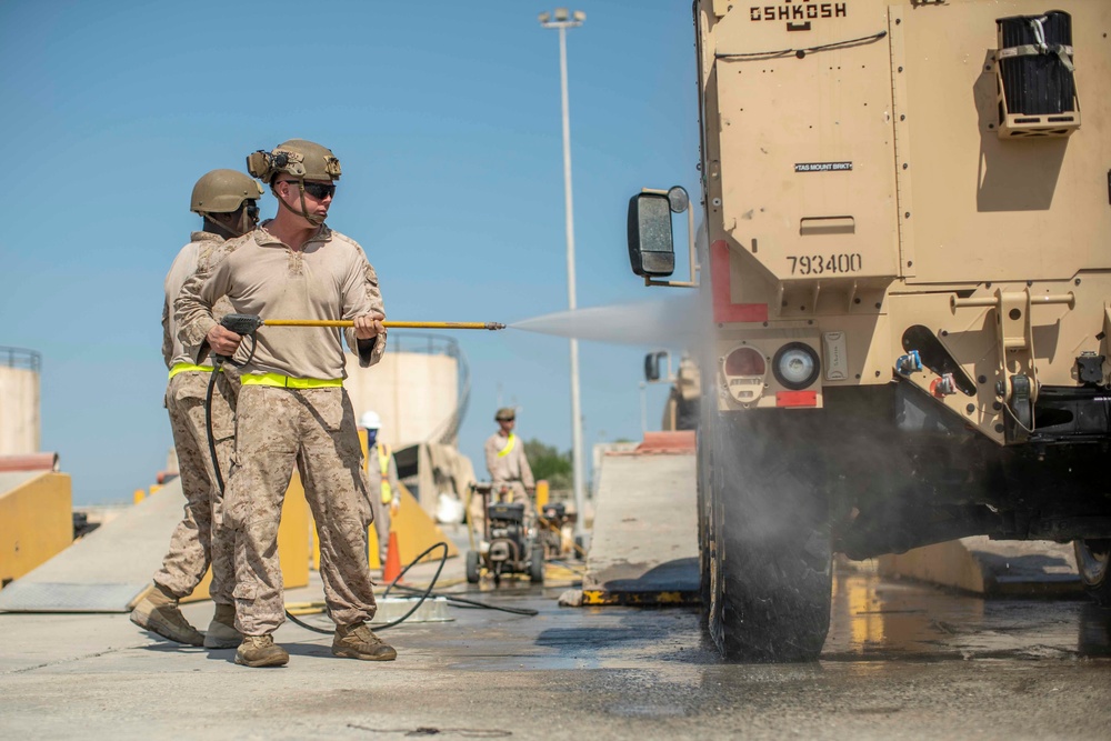 11th MEU CLB-11 complete mission, conduct wash-downs in Kuwait