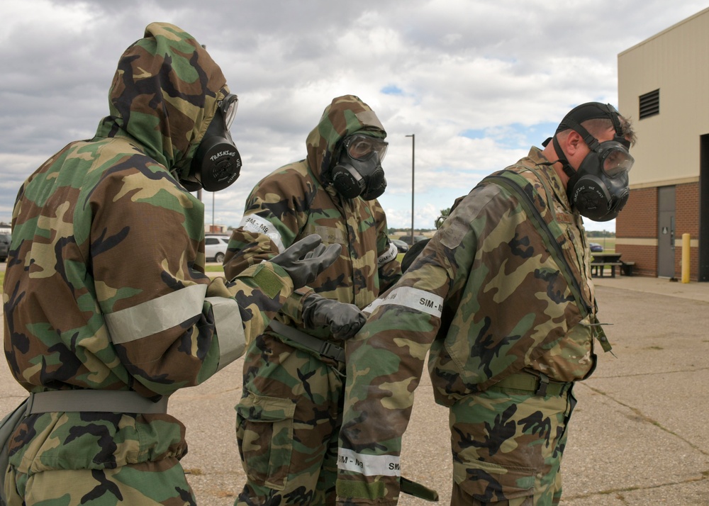 Emergency management practices identifying hazardous materials during base exercise