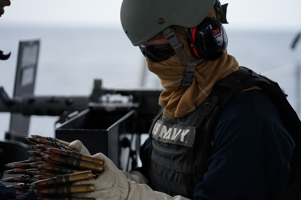 USS PIONEER (MCM 9) CONDUCTS LIVE FIRE EXERCISE