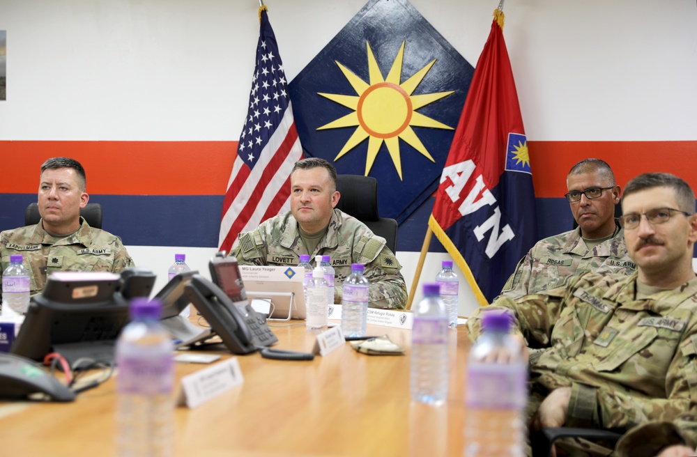 Maj. Gen. Laura Yeager provides mentorship training via Video Teleconference to Task Force Phoenix Soldiers during deployment