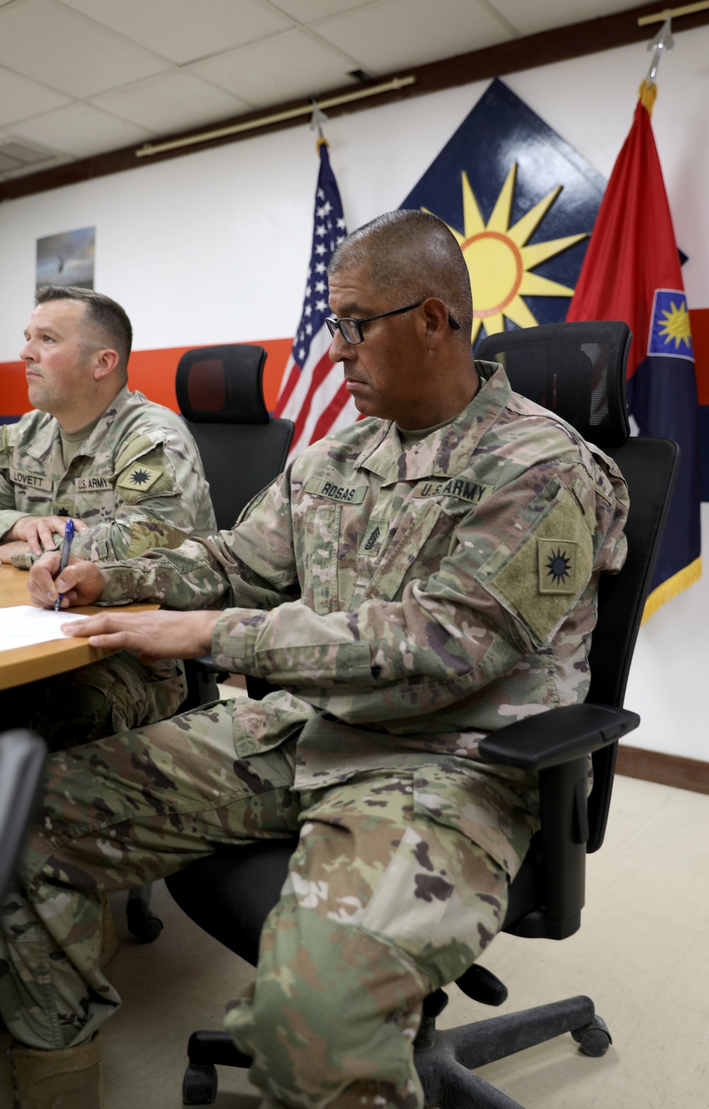 Maj. Gen. Laura Yeager provides mentorship training via Video Teleconference to Task Force Phoenix Soldiers during deployment