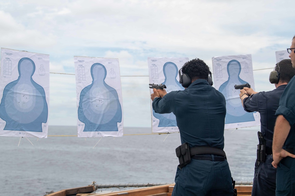 USS Higgins (DDG 76) small arms weapons shoot.