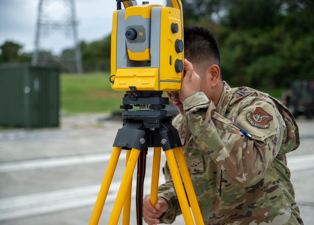 US Navy Seabees with NMCB-5 participate in joint airfield damage repair training