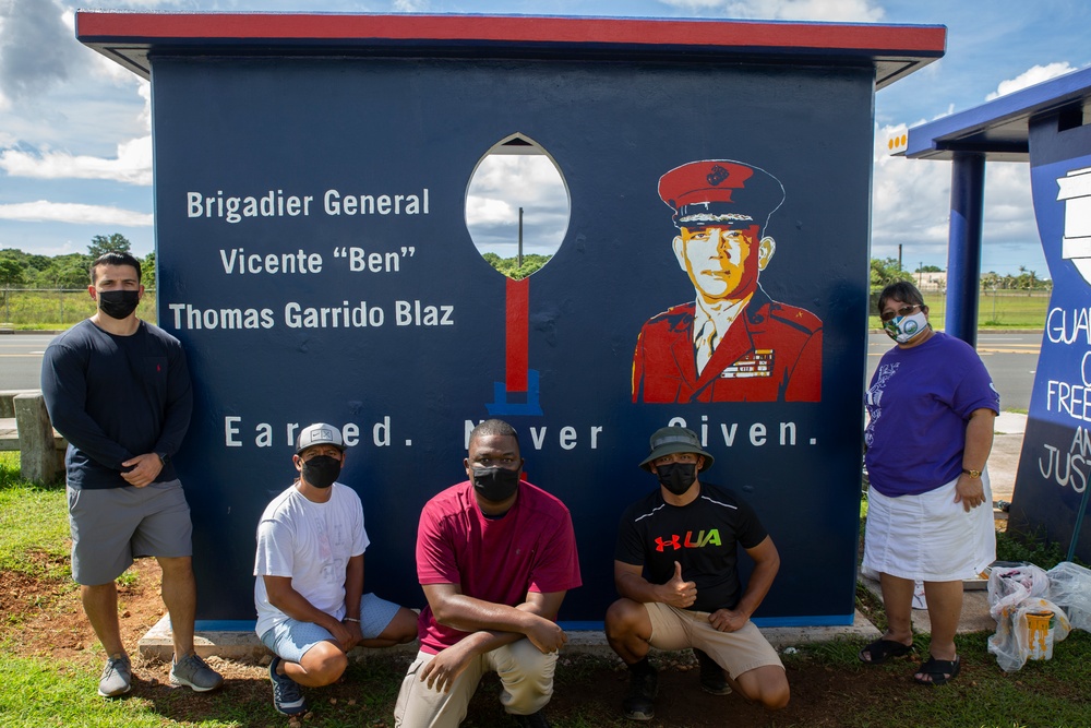 Volunteers Revitalize Dededo Bus Stop Honoring CHamoru Marine