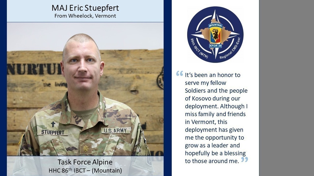 KFOR 29 RC-East Soldier Spotlight - U.S Army MAJ Eric Stuepfert