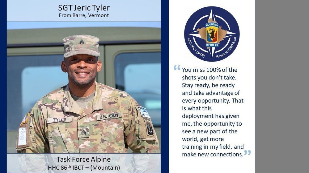 KFOR 29 RC-East Soldier Spotlight - U.S Army SGT Jeric Tyler