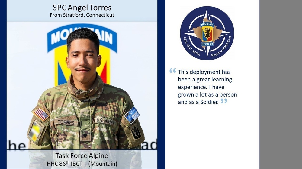 KFOR 29 RC-East Soldier Spotlight - U.S Army SPC Angel Torres