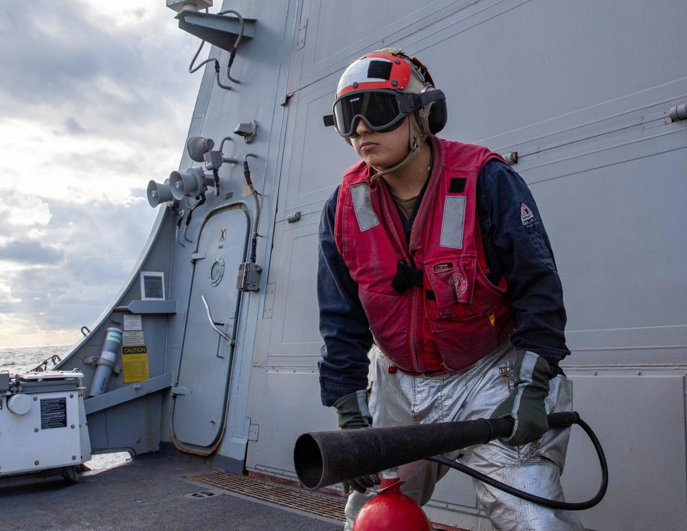 DC3 Durron Fernandez Stands Ready to Respond in case of a Casualty aboard USS Dewey