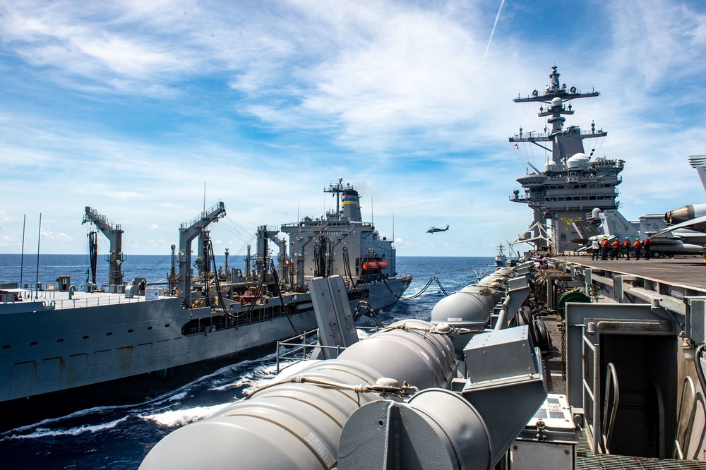 USS Carl Vinson (CVN 70) Conducts a Replenishment-at-Sea with USNS Big Horn (T-AO 198)