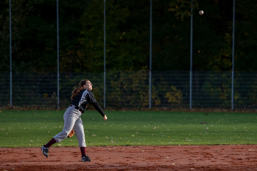 Vilseck High School student throws a baseball