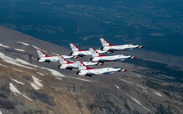 Thunderbirds fly over Mt. Hood