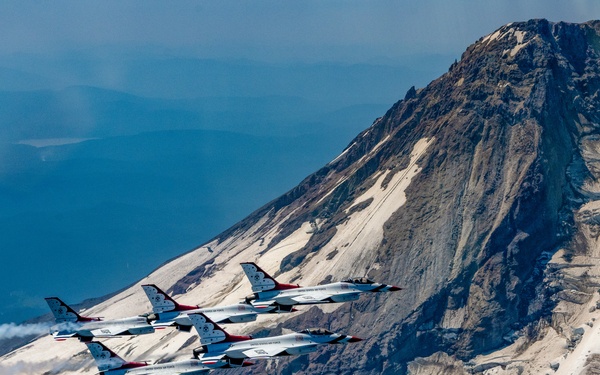 Thunderbirds fly over Mt. Hood