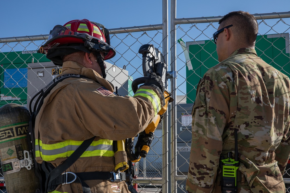 Task Force Holloman Fire Department and 49th Fire Department participate in a training activity at Aman Omid Village