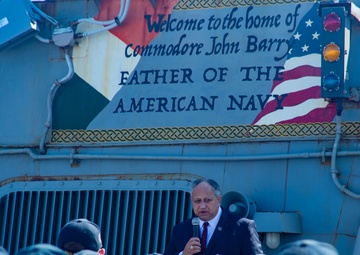 Secretary of the Navy Awards Battle E to Barry
