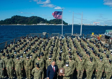 Secretary of the Navy Awards Battle E to Barry