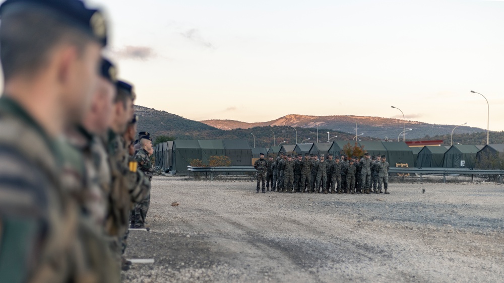 10th Marine Regiment French Bilateral Visit: Morning Formation