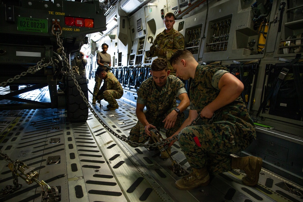 Marines and Airmen Train in C-17 Aerial Embarkation