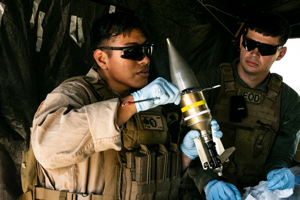 EOD Marines from across III MEF conduct joint ordnance exploitation range