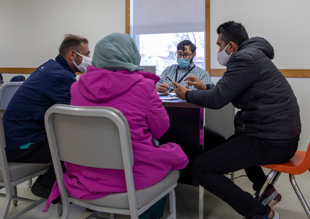 Guest Services Provide Information For Afghan evacuees